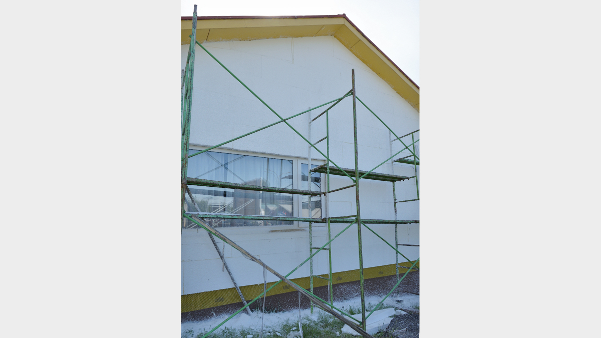 Escuela Baquedano, durante la implementación de la aislación exterior EIFS